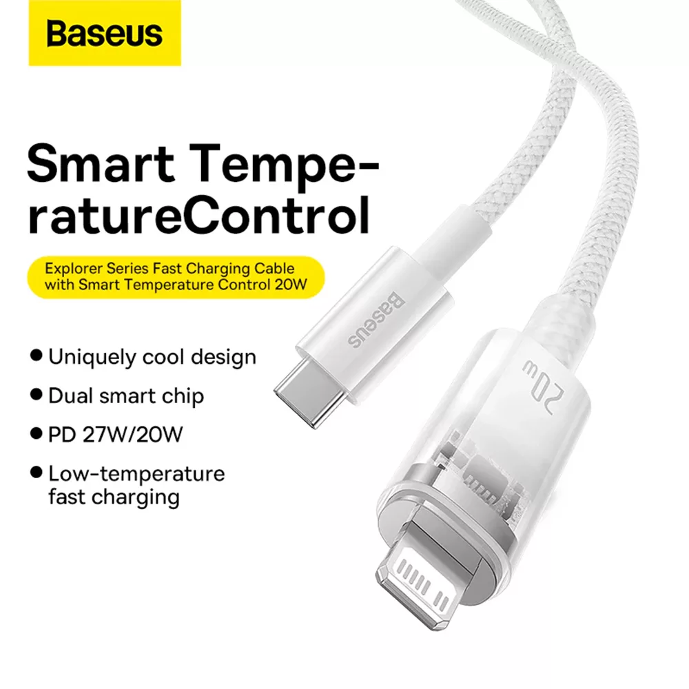 کابل تبدیل USB-C به لایتنینگ باسئوس مدل Baseus Explorer Series CATS010202 طول 1 متر