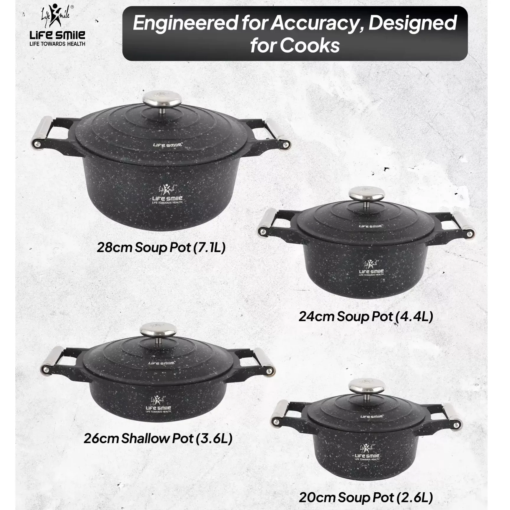 سرویس قابلمه و تابه آلومینیوم 8 پارچه لایف اسمایل مدل LIFEP20SS