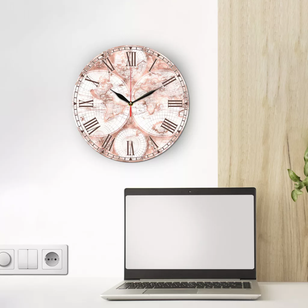 ساعت دیواری طرح نقشه قدیمی جهان کد 1325