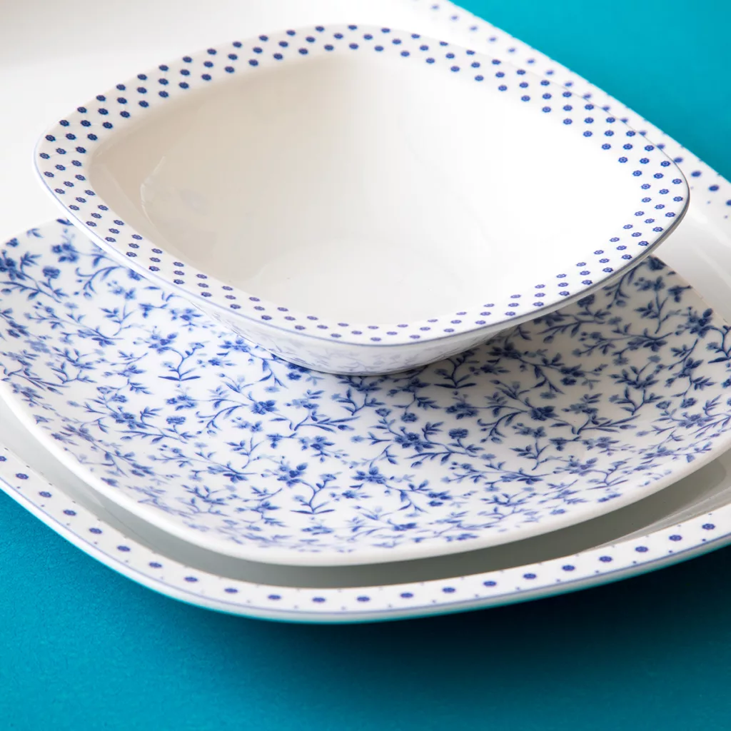 سرویس غذاخوری 27 پارچه 6 نفر چینی زرین ایران مدل کواترو ورنیکا درجه عالی