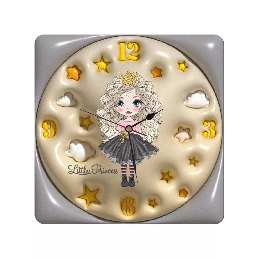 لوستر و آباژور کودک طرح دختر موفرفری مدل LBR-SET-006 به همراه ساعت