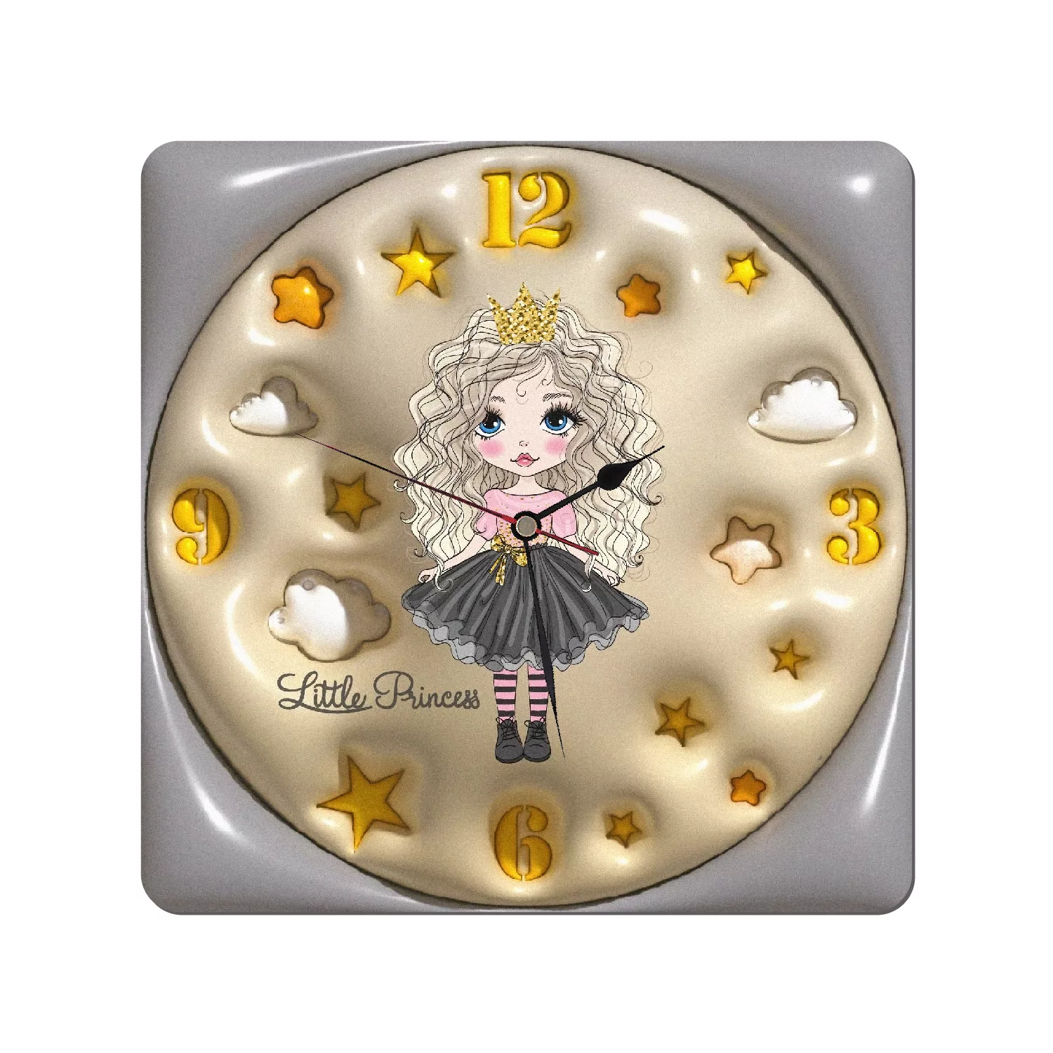 لوستر و آباژور کودک طرح دختر موفرفری مدل LBR-SET-006 به همراه ساعت