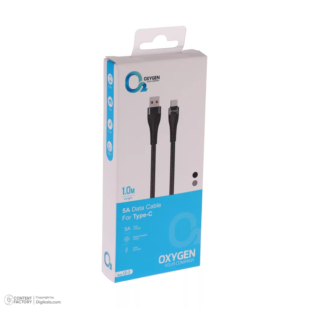 کابل تبدیل USB-A به USB-C اکسیژن مدل LX-3 طول 1 متر