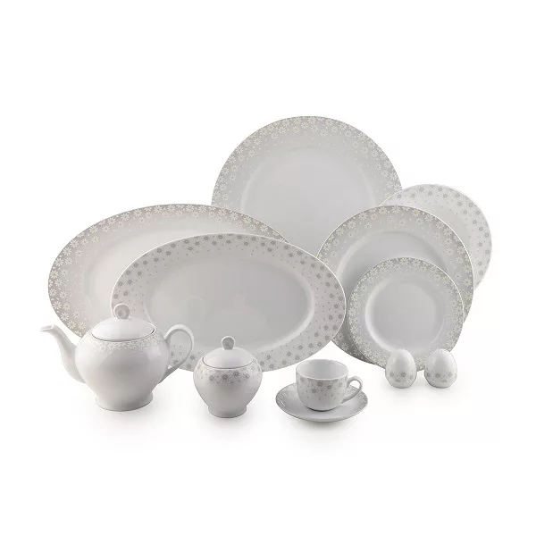 سرویس غذاخوری 74 پارچه 12 نفر چینی زرین ایران مدل ایتالیا اف پلاس کامومیلا درجه عالی