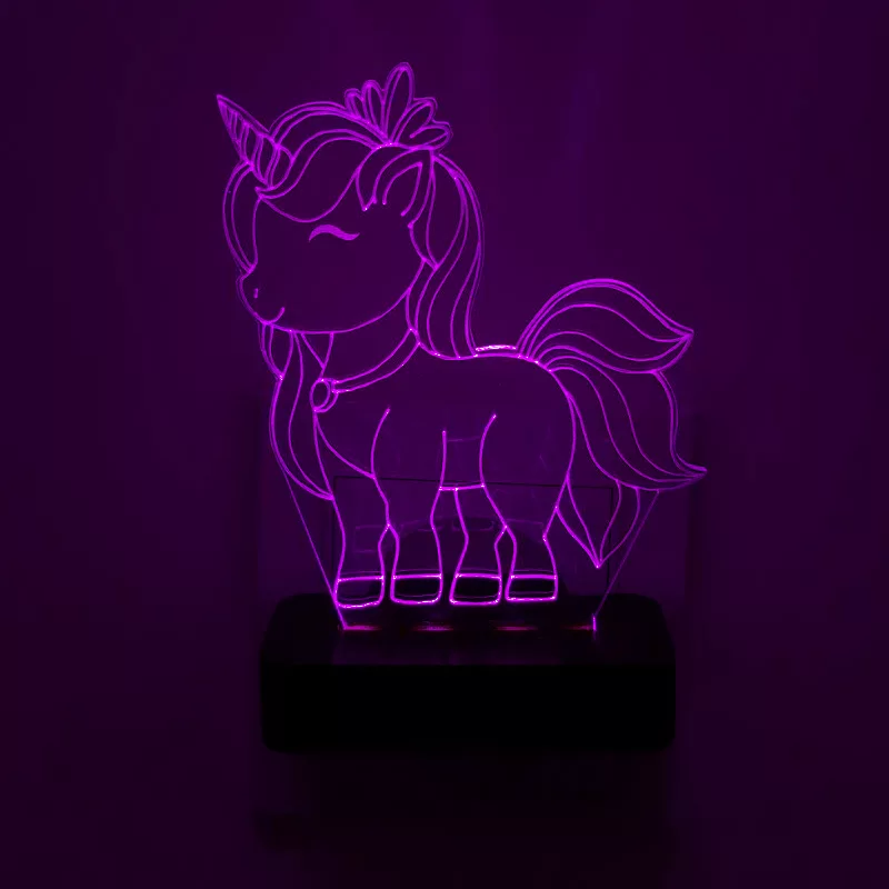 چراغ خواب اتاق کودک طرح اسب تک شاخ مدل دیواری