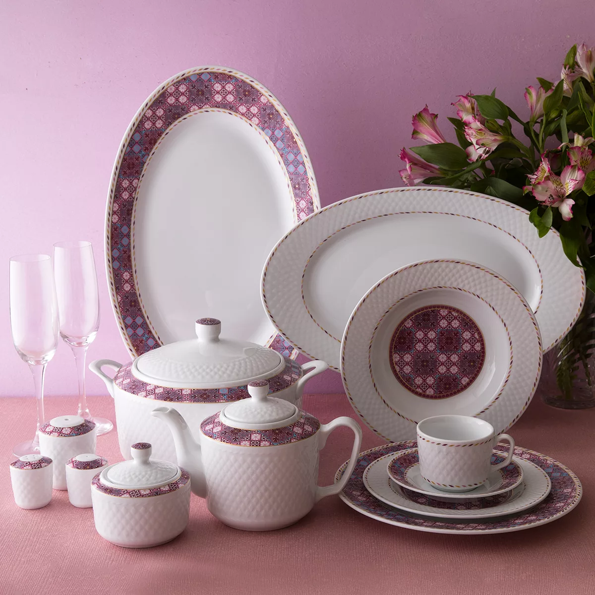 سرویس غذاخوری 102 پارچه چینی زرین ایران مدل رادیانس توسکانی درجه یک