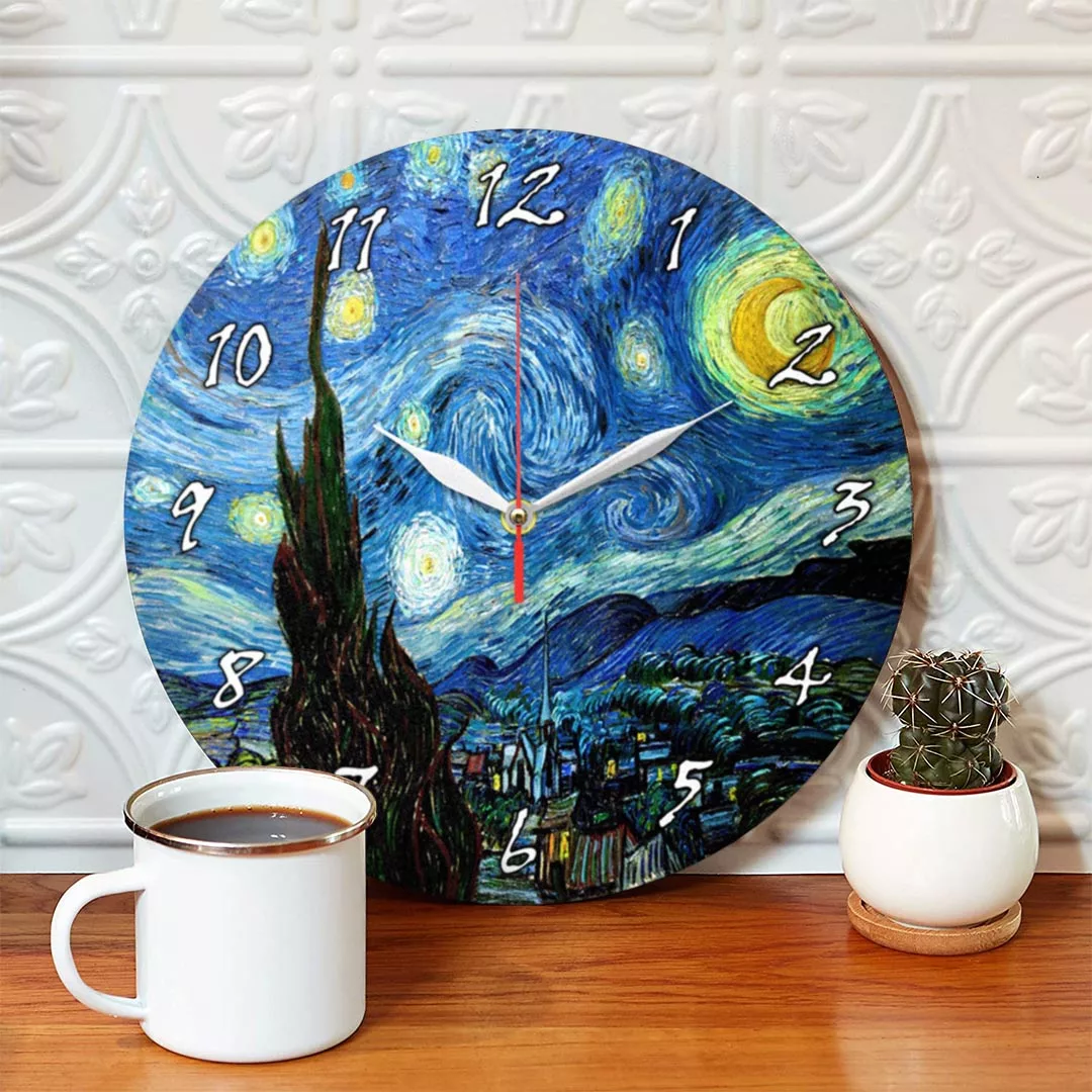 ساعت دیواری طرح نقاشی شب پر ستاره ونگوگ کد 1441