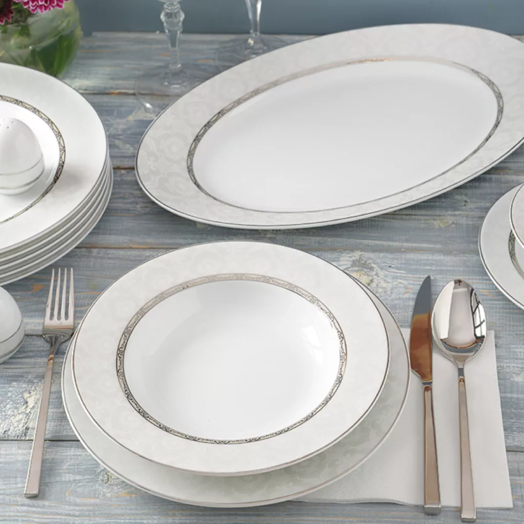 سرویس غذاخوری 102 پارچه 12 نفر چینی زرین ایران مدل Hadiye سری ایتالیا اف درجه یک