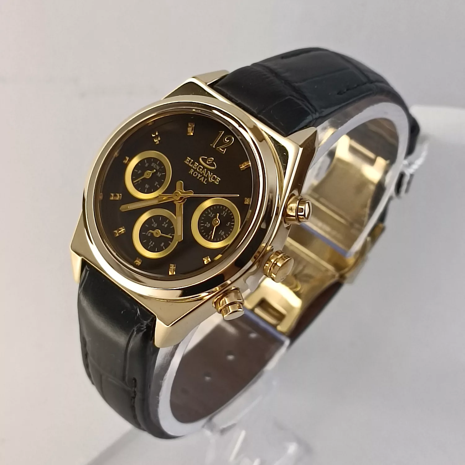 ساعت مچی عقربه‌ای کوارتز زنانه الگانس مدل سه موتور فعال فول تایم کد CH420G