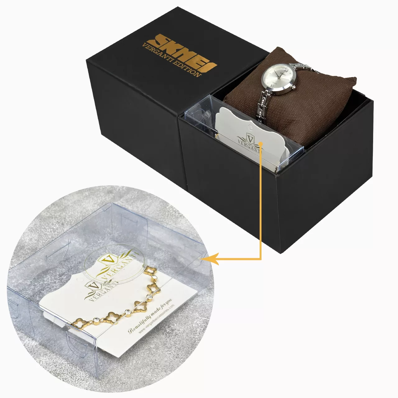 ساعت مچی عقربه‌ای کوارتز زنانه اسکمی مدل 1225SI به همراه دستبند