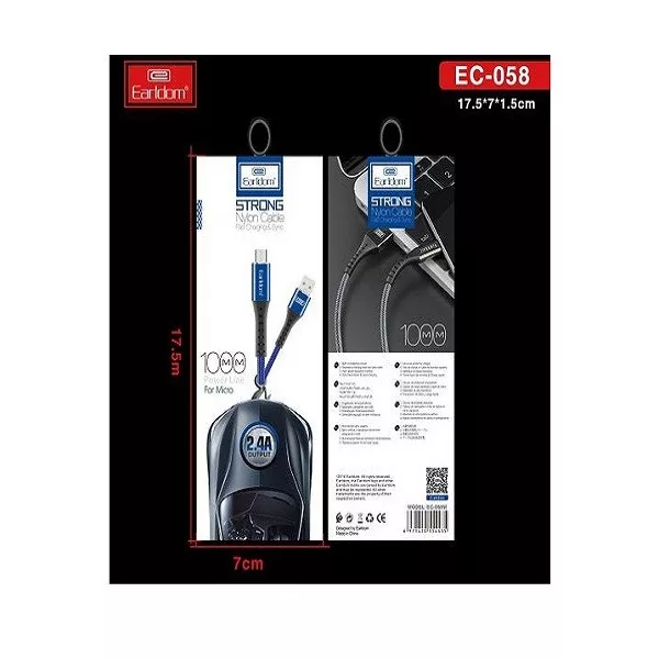 کابل تبدیل USB به Type-C ارلدام مدل EC-058 C طول 1 متر