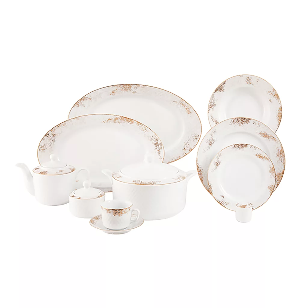 سرویس غذاخوری 102 پارچه چینی زرین ایران سری رادیانس مدل کلودیا درجه یک