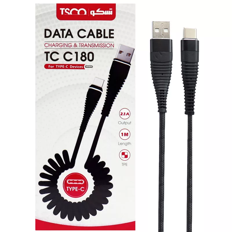 کابل تبدیل USB به USB-C تسکو مدل TC-180 طول 1 متر