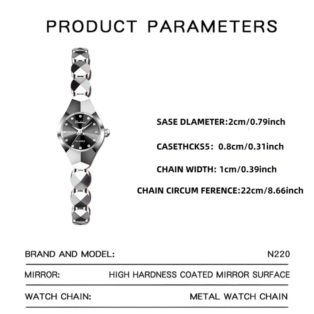ساعت مچی عقربه‌ای کوارتز زنانه بین باند مدل لوکس اسپرت بند هندسی دستبندی کد ۲