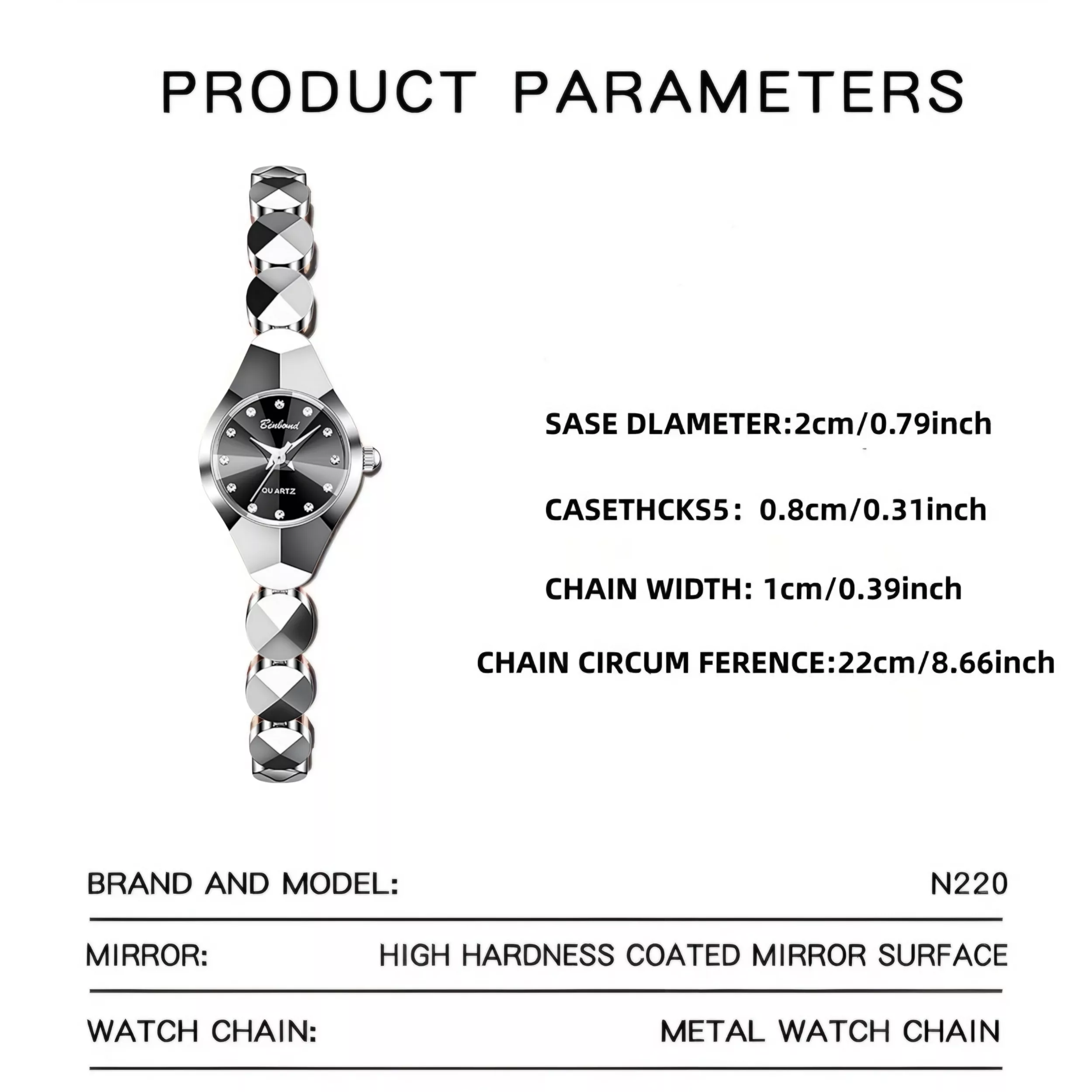 ساعت مچی عقربه‌ای کوارتز زنانه بین باند مدل لوکس اسپرت بند هندسی دستبندی کد ۲