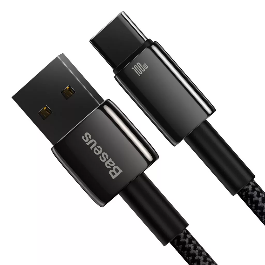 کابل تبدیل USB به USB-C باسئوس مدل Tungsten Gold 100W طول 1 متر