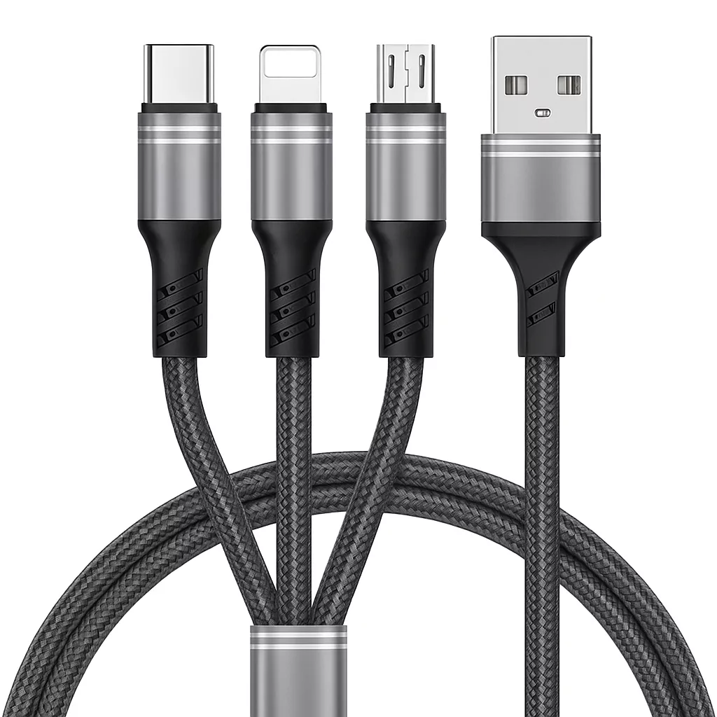 کابل تبدیل USB به micro USB / USB-C / لایتنینگ سمگپرس مدل دیتا پلاس طول یک متر