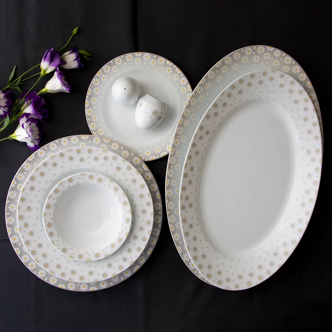 سرویس غذاخوری 28 پارچه چینی زرین ایران مدل ایتالیا اف کامومیلا درجه عالی