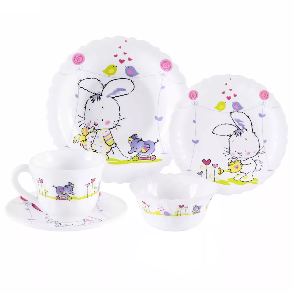 سرویس غذاخوری 5 پارچه کودک پارس اوپال طرح خرگوش