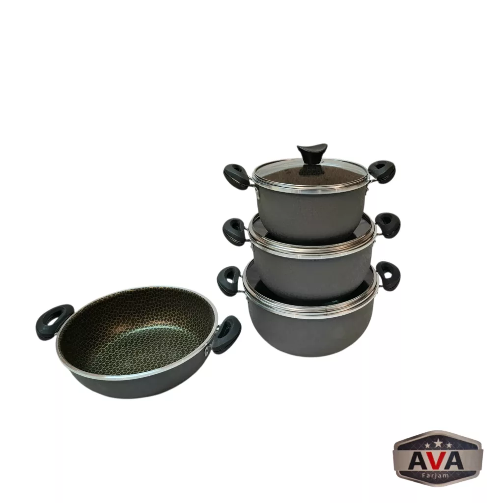 سرویس قابلمه و تابه گرانیتی 7 پارچه مدل آوا زنبوری