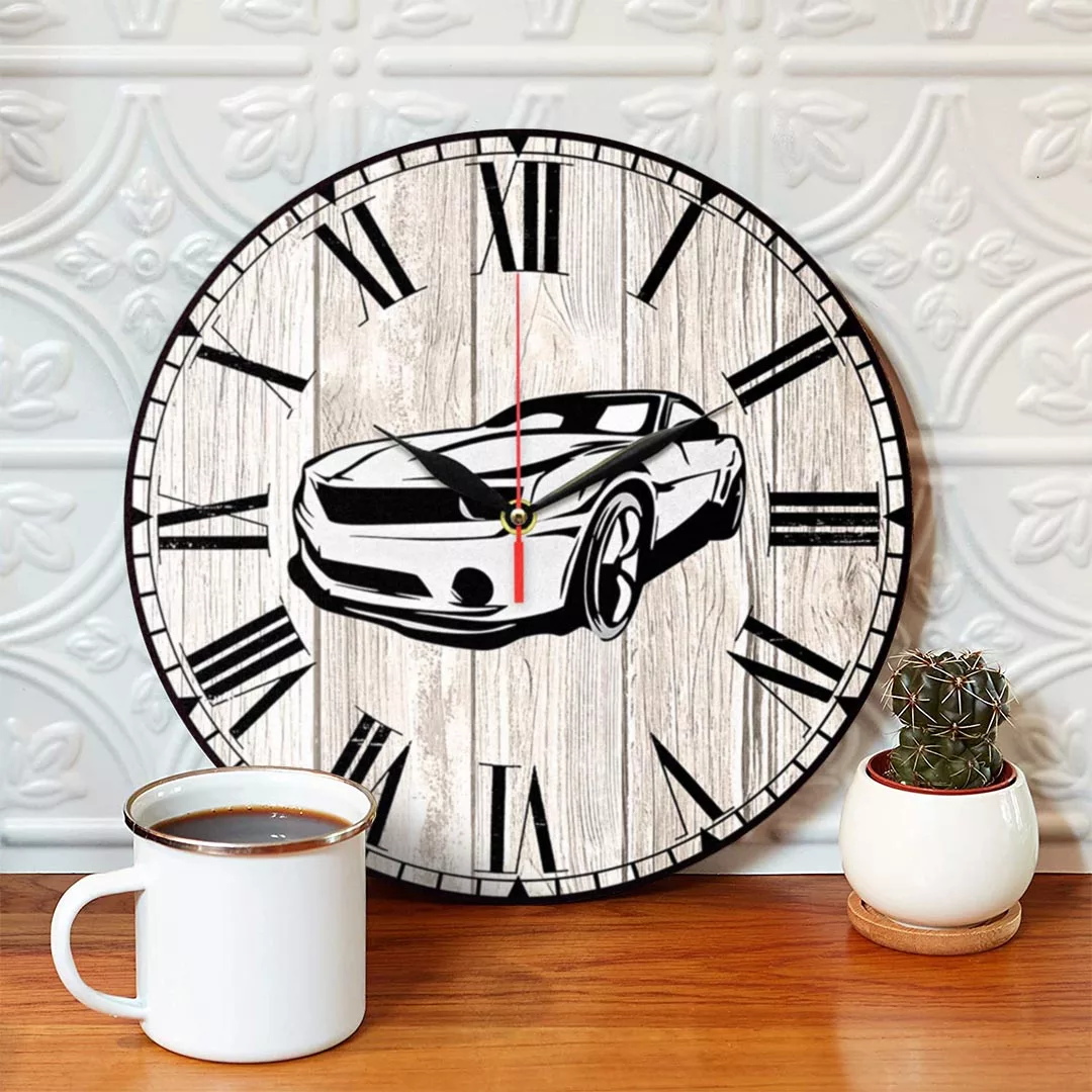 ساعت دیواری طرح چوب و ماشین کد 1341