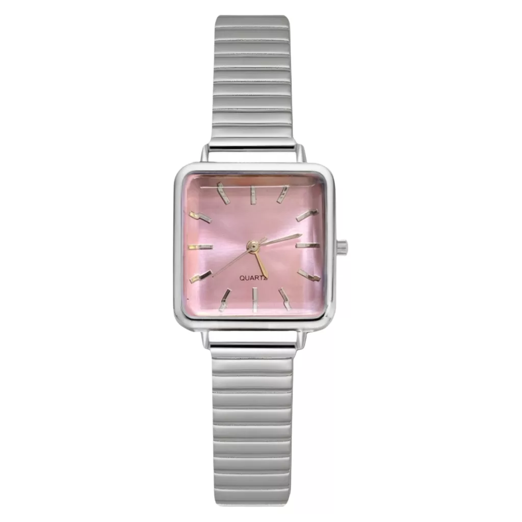 ساعت مچی عقربه‌ای کوارتز زنانه مدل مینیمال بندنرم طرح کرکره ای کد Ro1