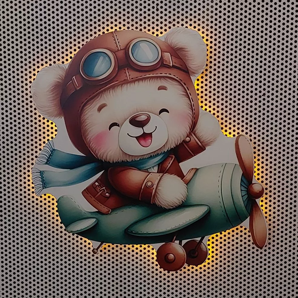 چراغ خواب اتاق کودک مدل خرس و هلیکوپتر LU046