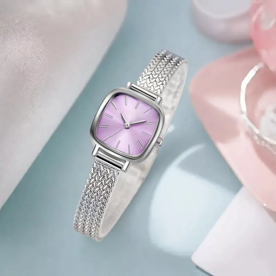 ساعت مچی عقربه‌ای کوارتز زنانه مدل مینیمال کلاسیک بند حصیری کد ۲