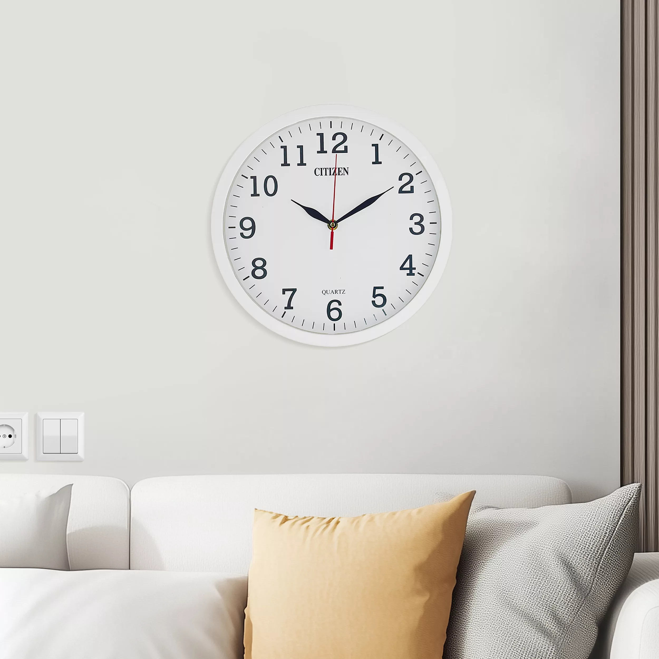 ساعت دیواری عقربه ای سیتیزن طرح دایره مدل اعداد لاتین