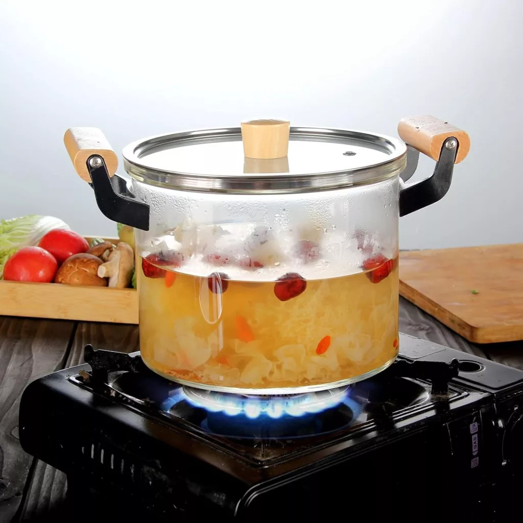 سرویس قابلمه شیشه ای 4 پارچه مدل دسته چوبی N23،N24،N25