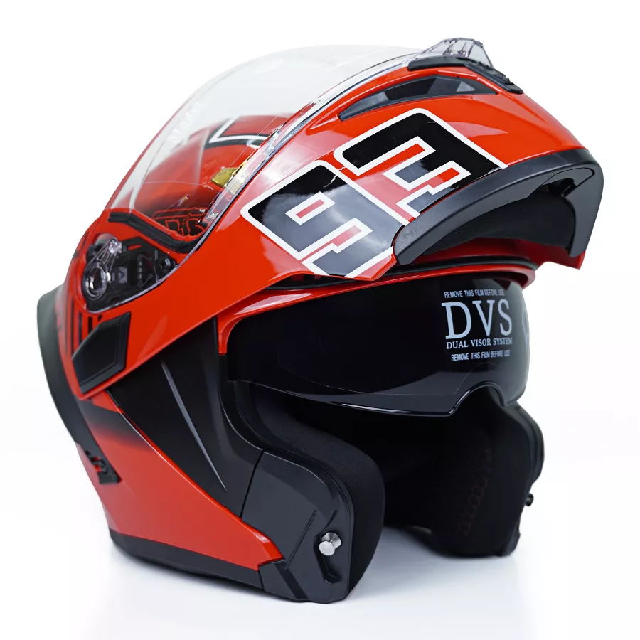 کلاه کاسکت فک متحرک کایک مدل 772 طرح Red/Ant