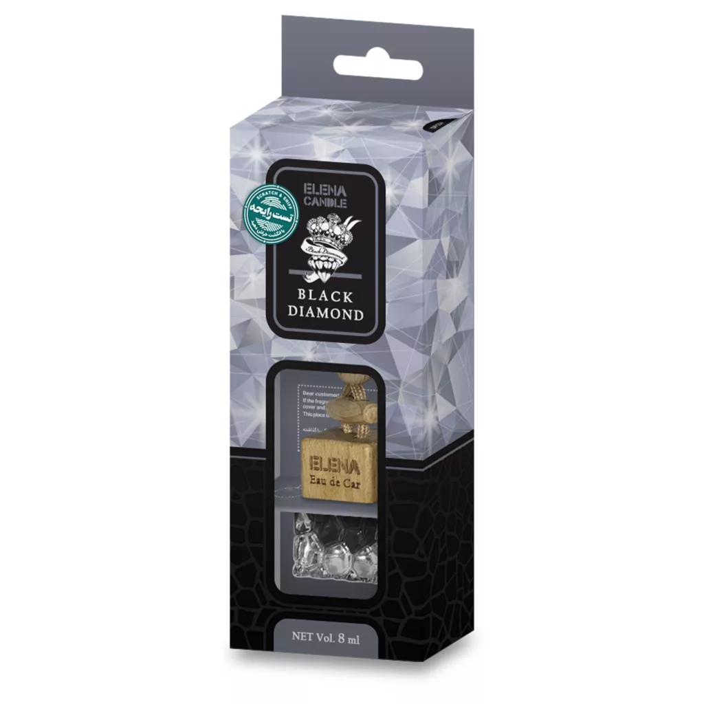 خوشبو کننده شیشه ای خودرو شمع النا مدل الماس سیاه حجم 8 میلی لیتر
