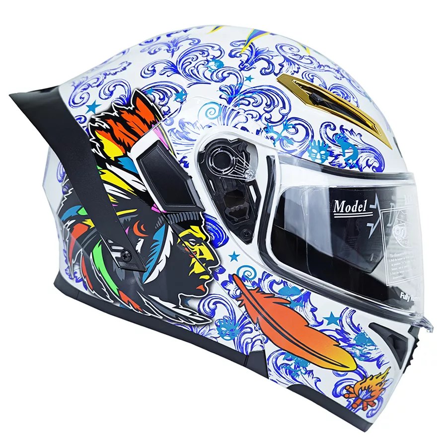 کلاه کاسکت فک متحرک کایک مدل 772 طرح Wh/Native Ame