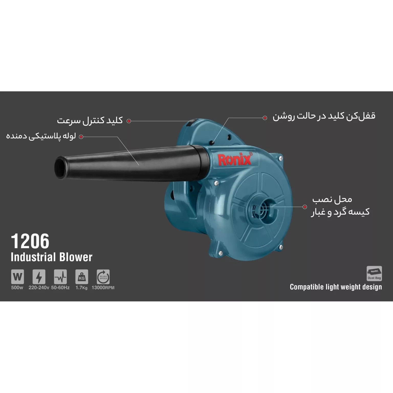 دستگاه دمنده و مکنده رونیکس مدل RX1206