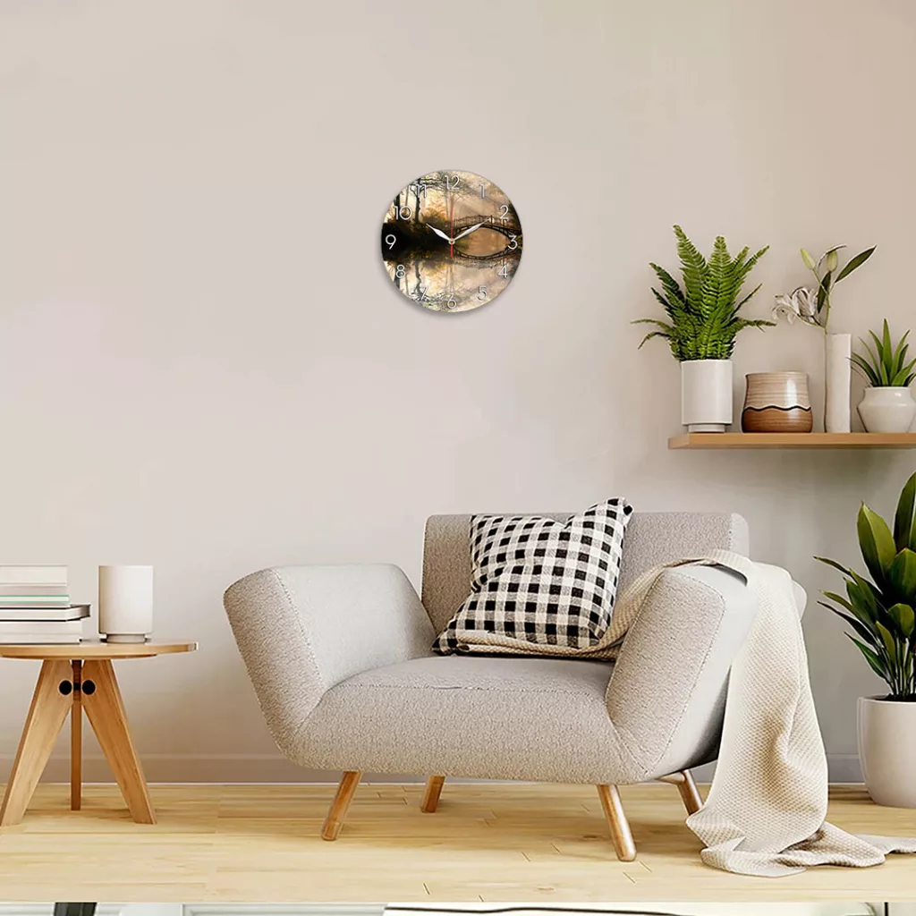 ساعت دیواری طرح پل رودخانه و جنگل کد 1250