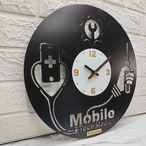 ساعت دیواری آذرلاکچری طرح موبایل فروشی کد mob01