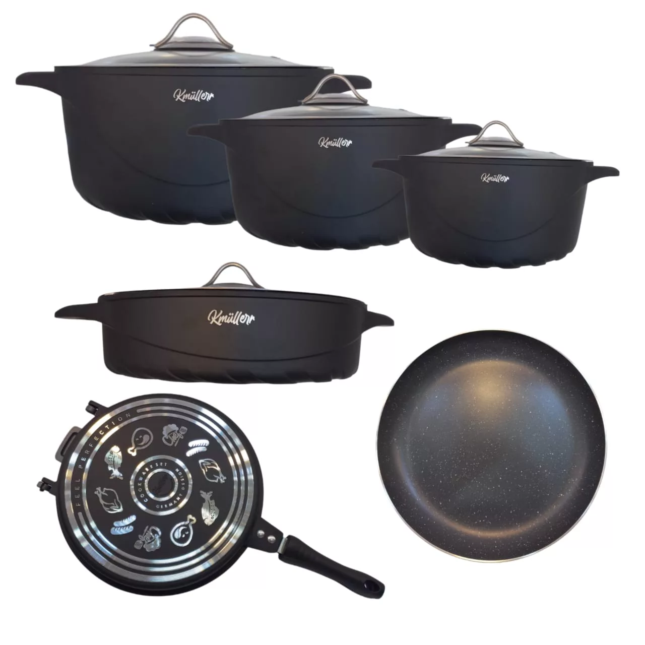 سرویس قابلمه و تابه گرانیتی 11 پارچه کی مولر مدل ایتالیا