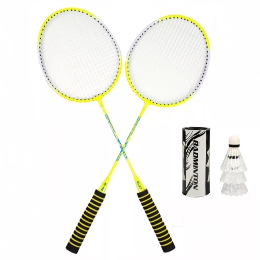راکت بدمینتون مدل دسته فومی کاور دار کریستال به همراه توپ بسته 5 عددی