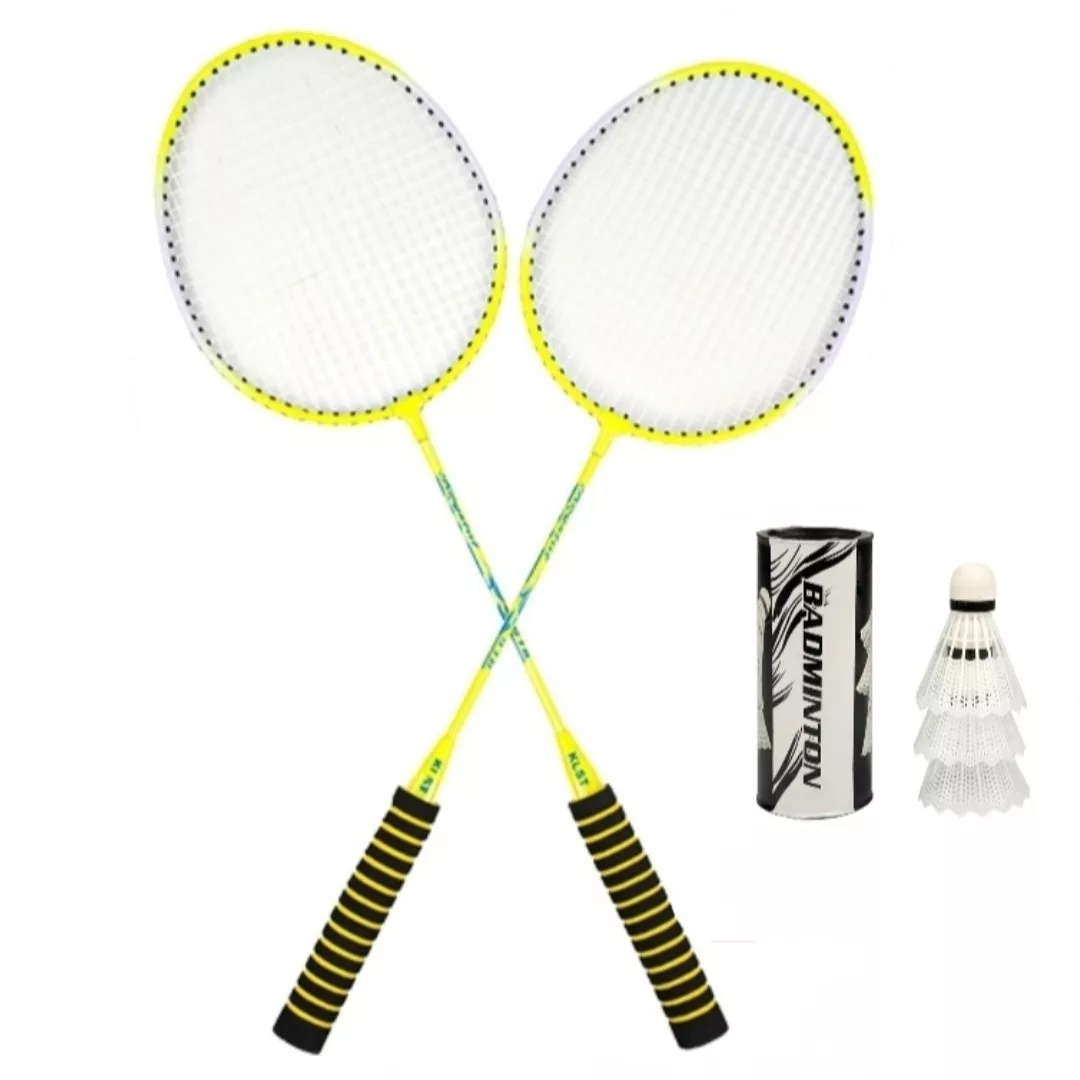 راکت بدمینتون مدل دسته فومی کاور دار کریستال به همراه توپ بسته 5 عددی