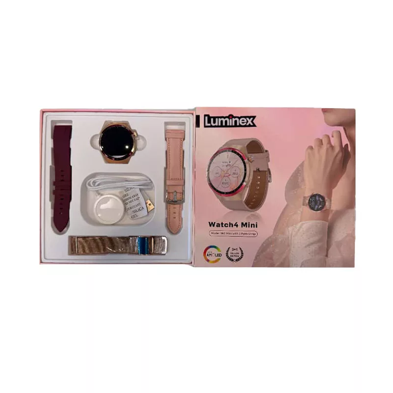 ساعت هوشمند 1.27 اینچی لومینکس مدل SK6 mini با بند سیلیکونی و فلزی و چرمی