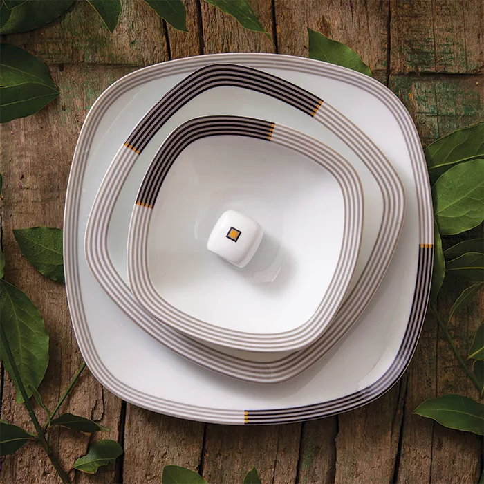 سرویس غذاخوری 98 پارچه 12 نفره چینی زرین ایران مدل  کواترو وگاس اوریت درجه عالی