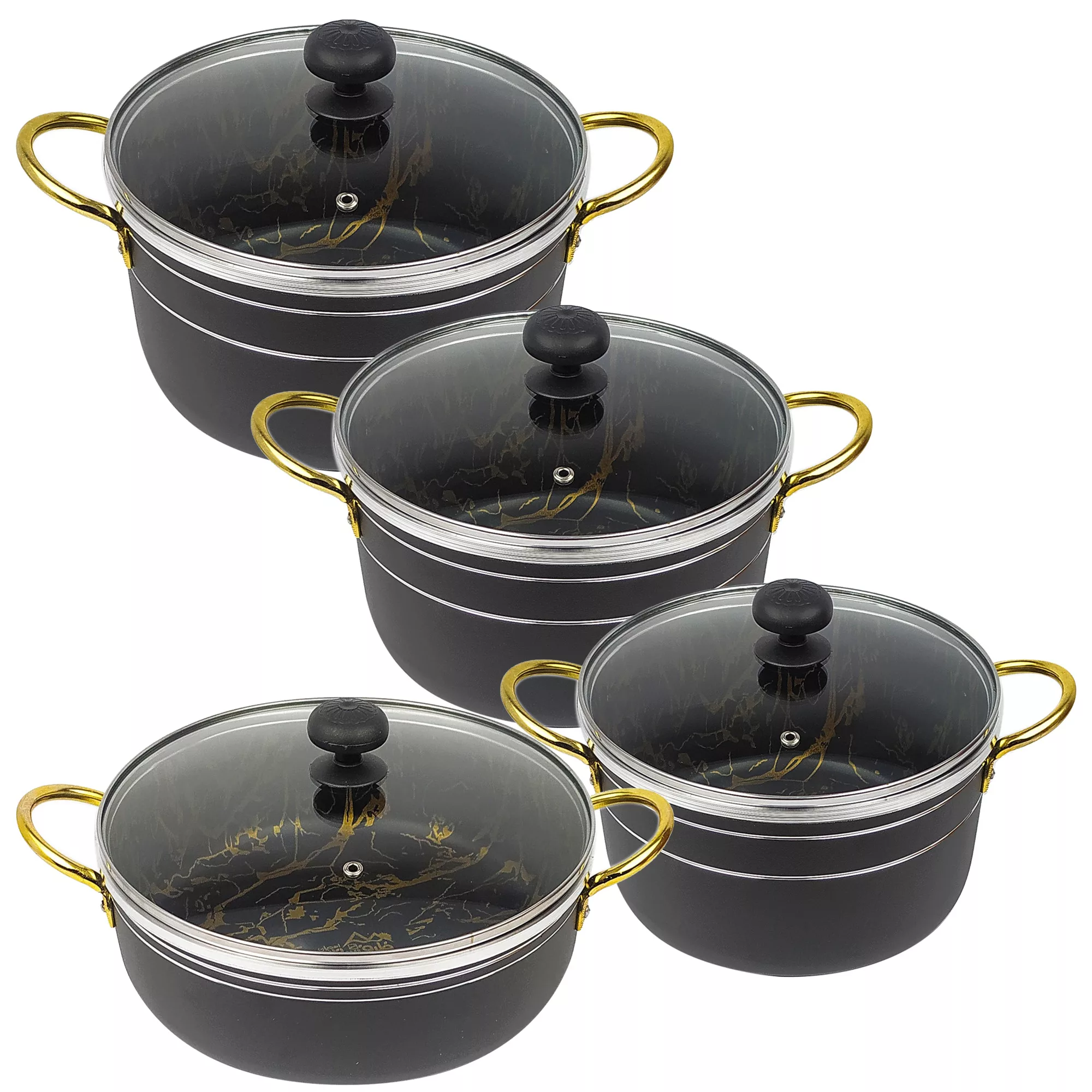 سرویس قابلمه و تابه گرانیت ۸ پارچه ظرف سازان اسدیان مدل گلدماربل