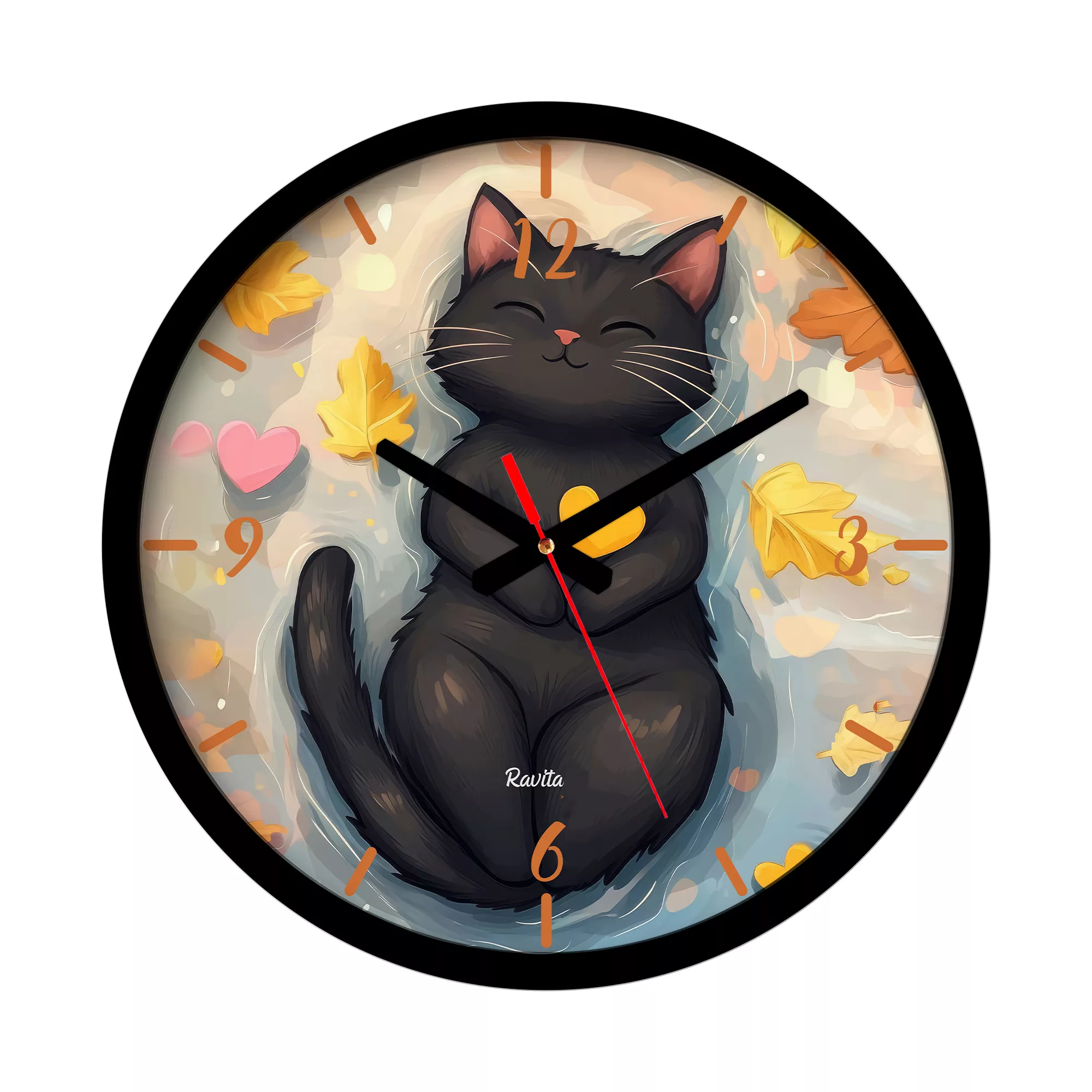 ساعت دیواری کوارتز راویتا مدل گربه کد 3645