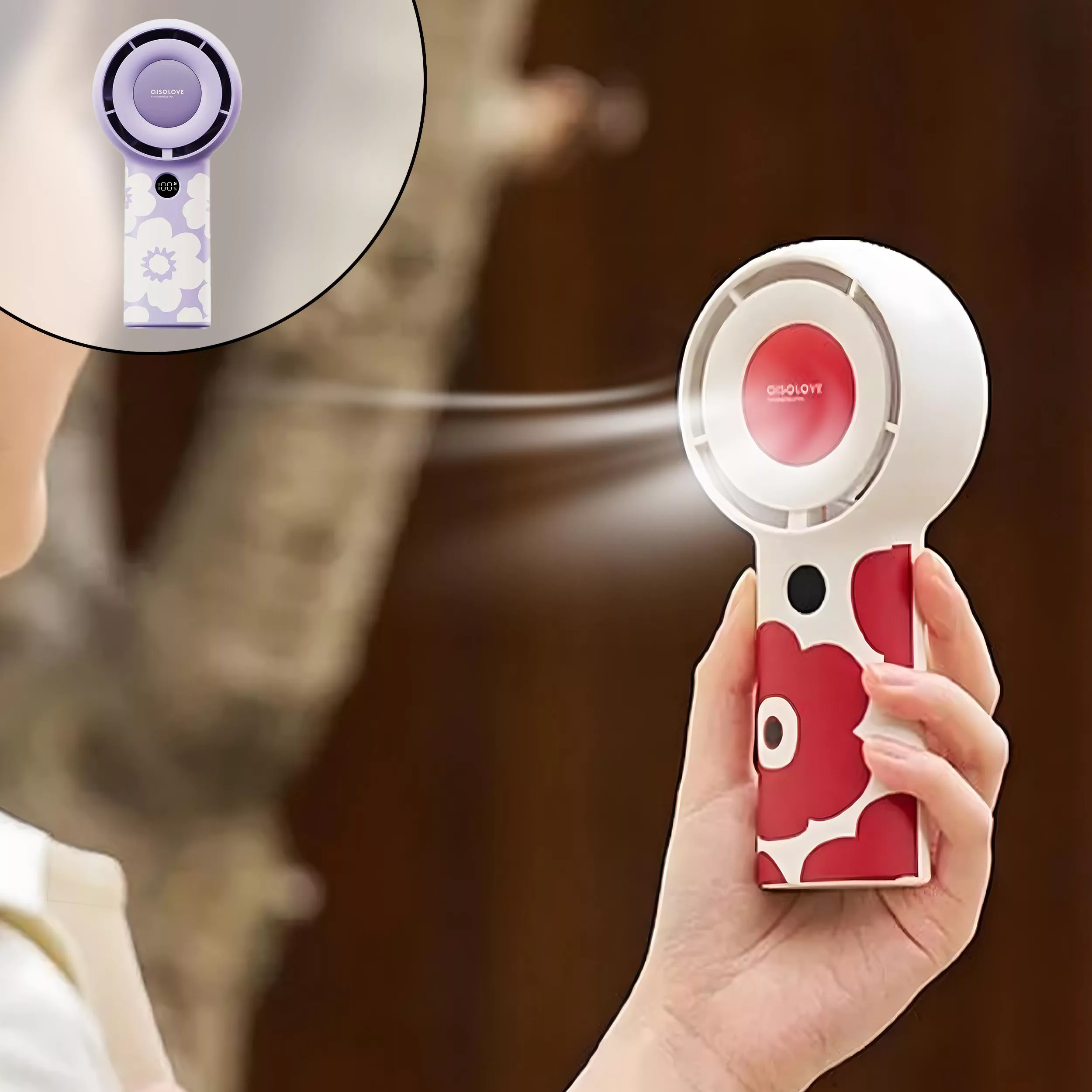 پنکه شارژی ای آی سو لاو مدل F16 Purple Flower