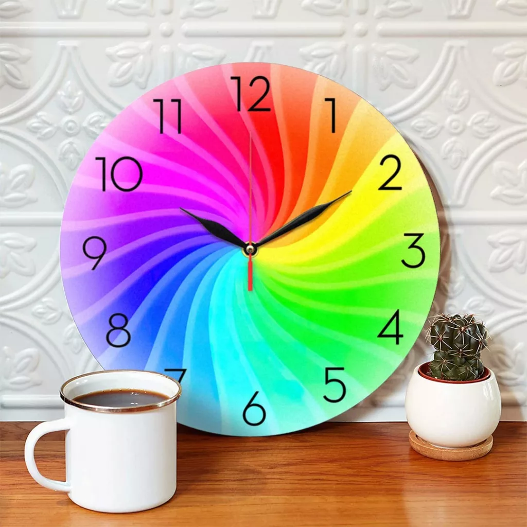 ساعت دیواری طرح رنگین کمان مارپیچ کد 1202