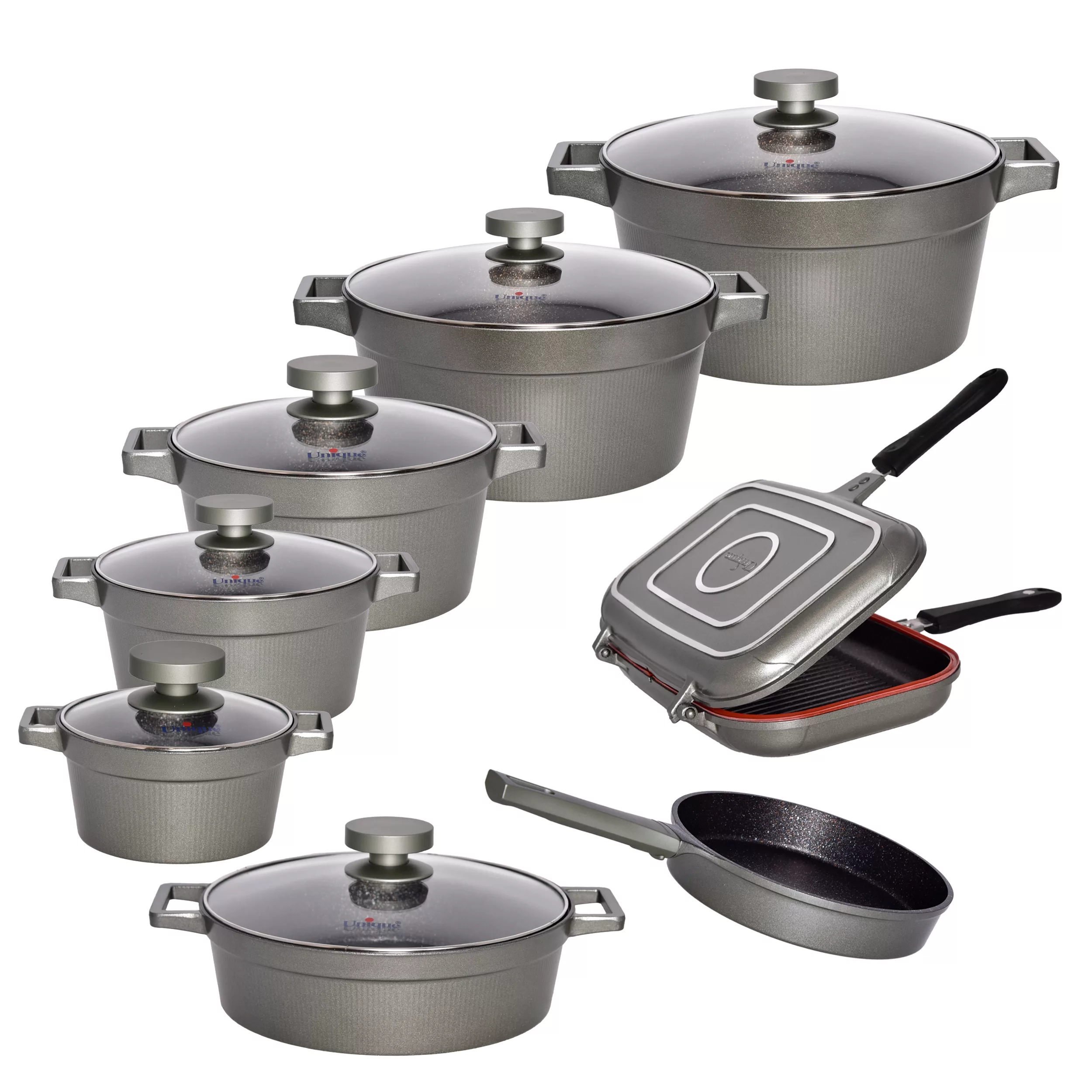 سرویس قابلمه و تابه گرانیتی 15 پارچه یونیک مدل 8529