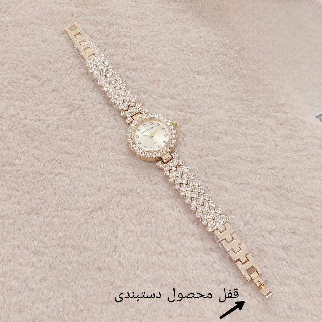 ساعت مچی عقربه ای زنانه امپاور مدل فول نگین استون دستبندی