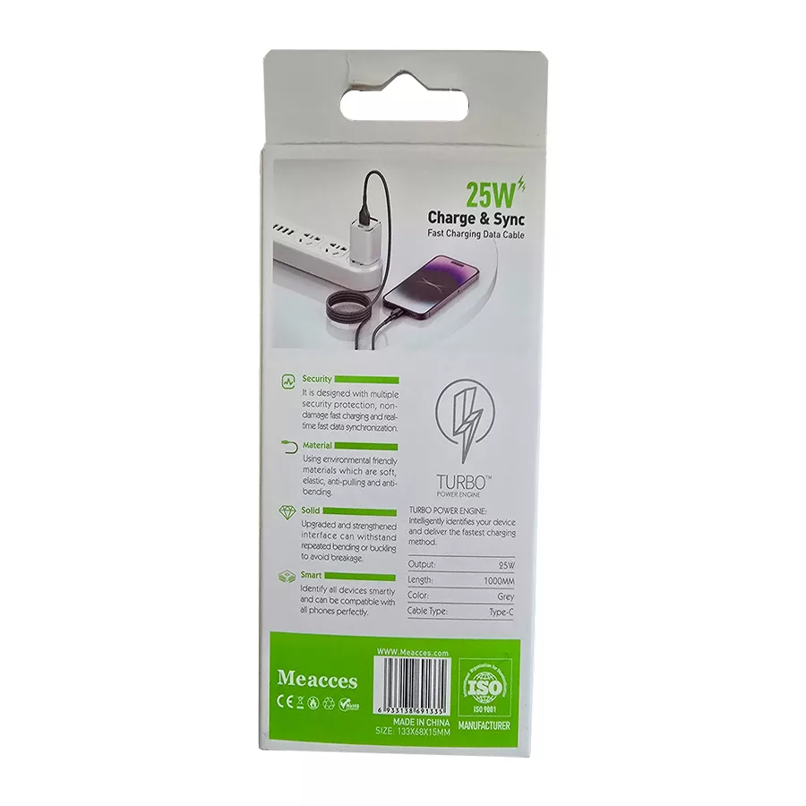 کابل شارژ USB به USB-C مکسیس مدل CF100 طول 1متر