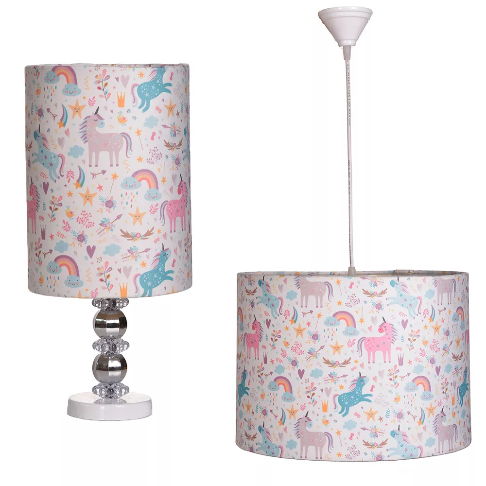 لوستر سقفی و آباژور خواب کودک مدل تک شاخ مجموعه 2 عددی