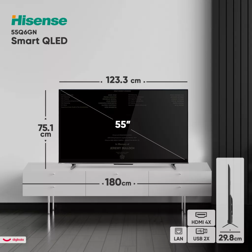 تلویزیون 55 اینچ کیو ال ای دی هوشمند هایسنس مدل 55Q6GN